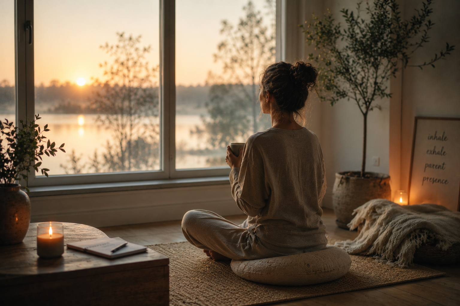 Quiet morning stillness representing nervous system regulation and mindful parenting presence before the demands of the day